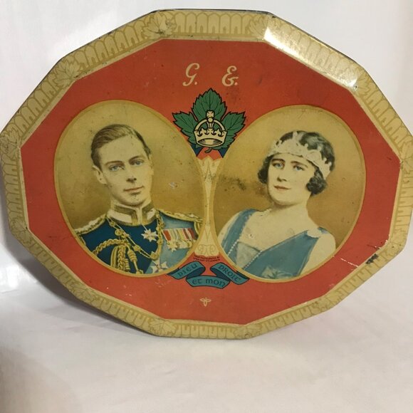 1939 King George Queen Mother Visit Souvenir Tin Box Blue Bird Toffee - Picture 10 of 10